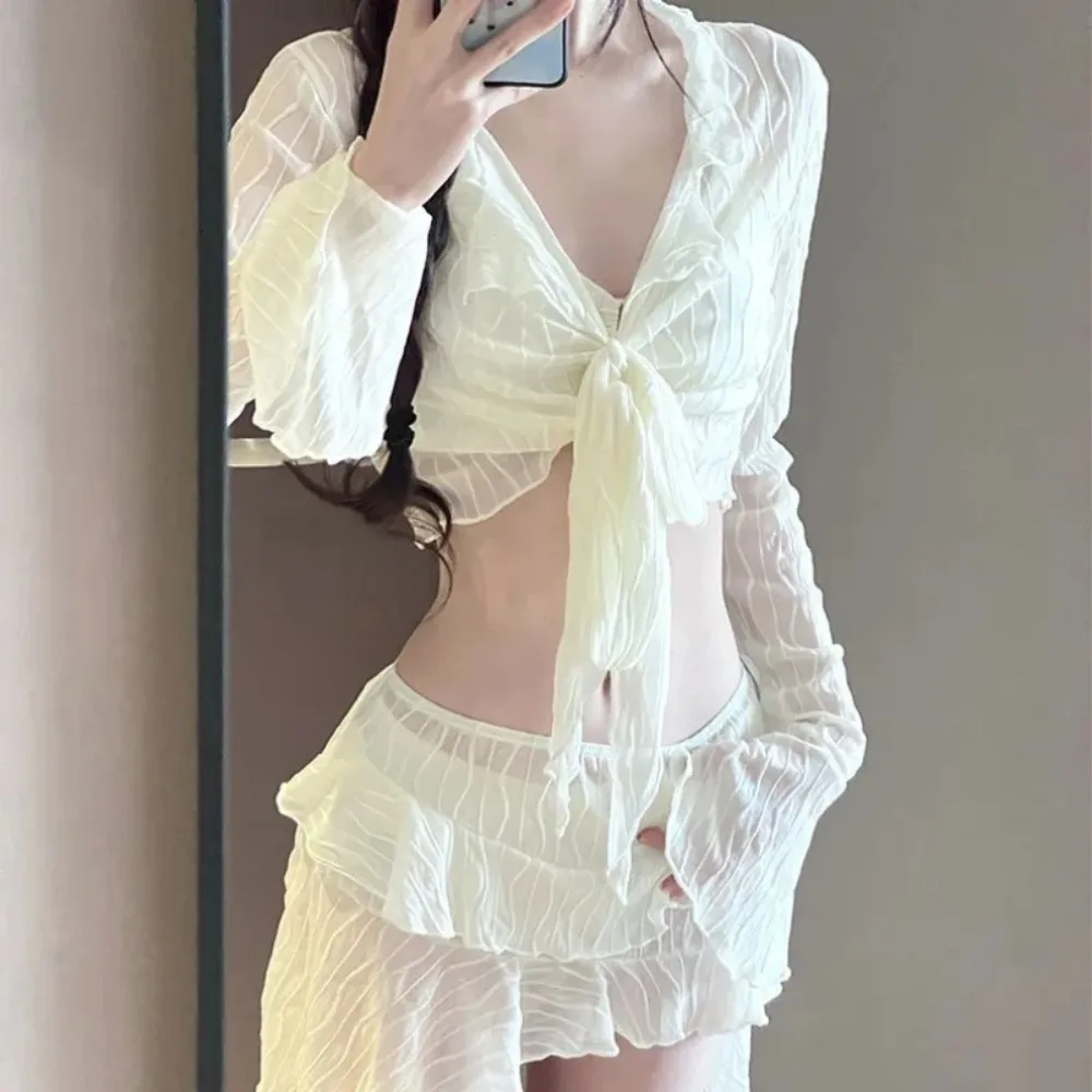 2026 new style pure desire swimsuit women's bikini comfortable conservative sexy split bikini four-piece set