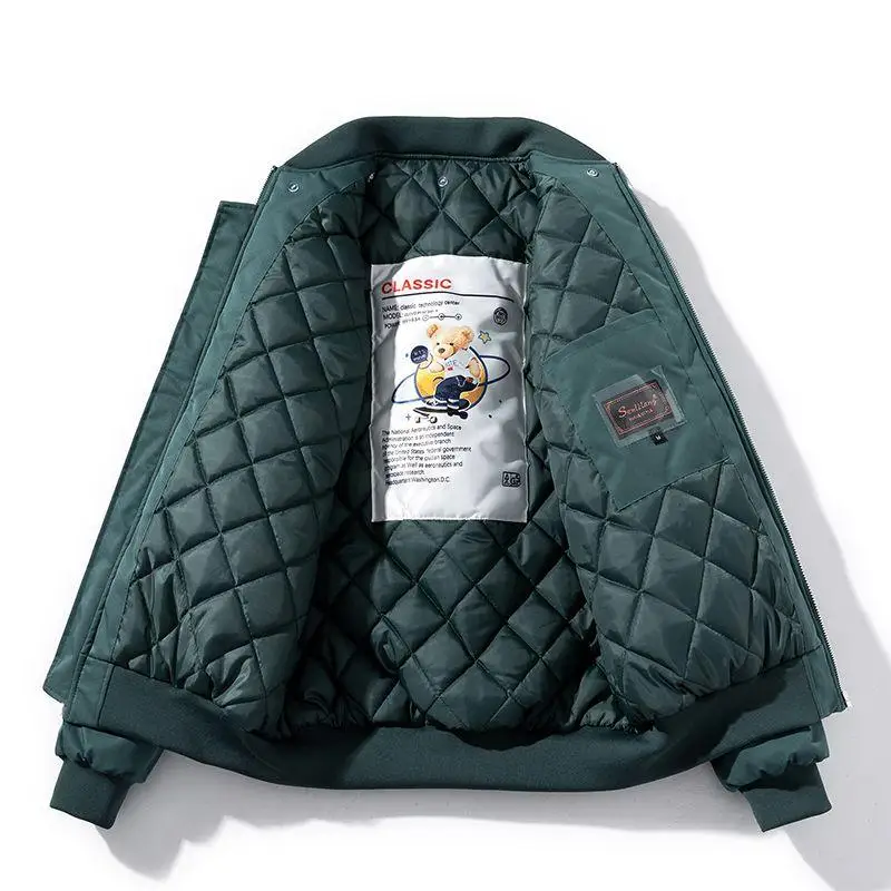 

Thiened Embroidered Cotton Jaet Baseball Sle Men Women Couple Trendy Loose Pilot Coat Autumn Winter Long Sve Polyest...