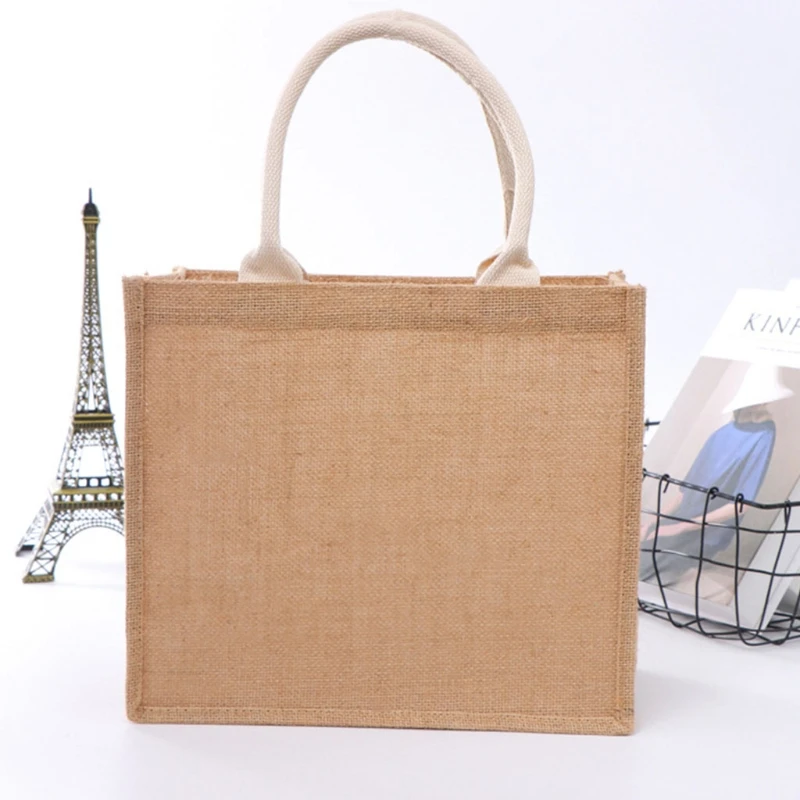 Jute Tote Bag Female Shopping Bag for Clothes Gadget Packing Vacation Beach Bag