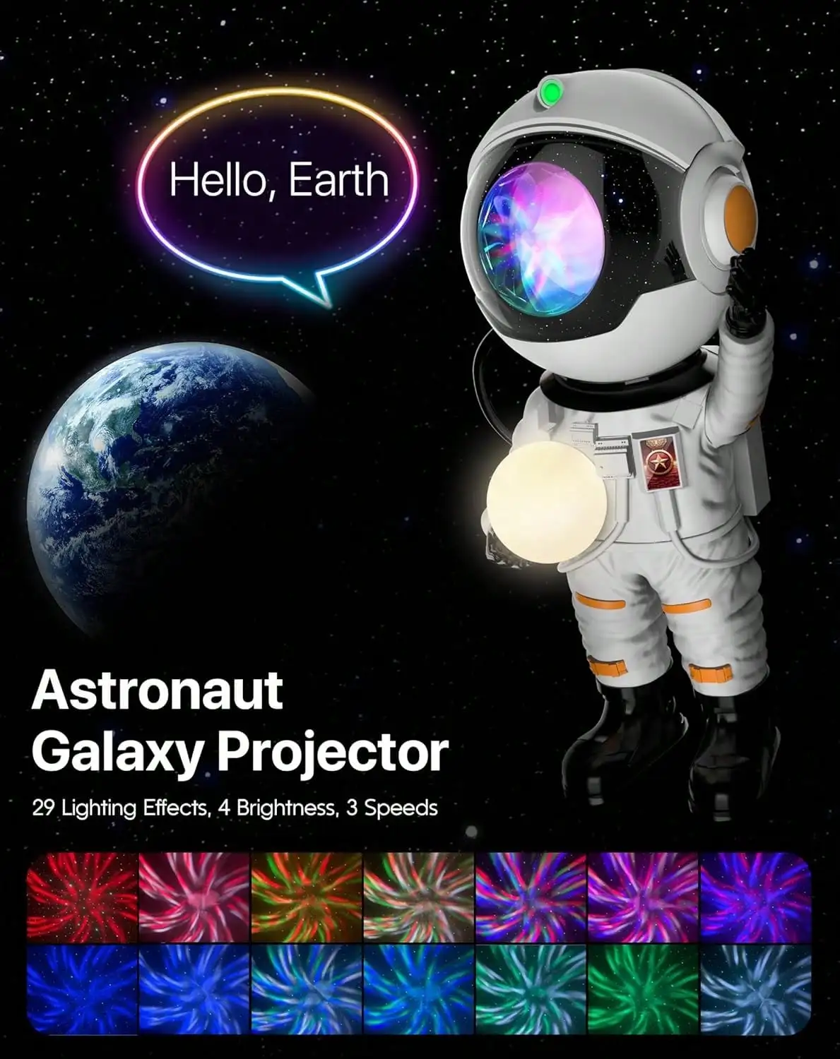 Astronaut Galaxy Projector, Remote Control, Starry Nebula Light for Bedroom & Gift