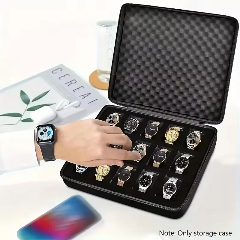 Portable Hard-Shell Watch Storage Organizer Case, Watch Carry Box Fit Large And Small Watches, With Soft Foam Pillow Storage Box - view 6