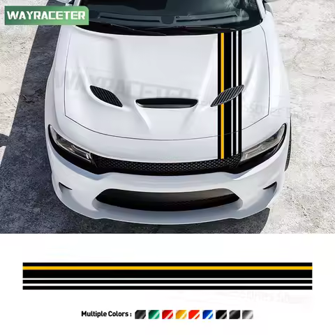 Edition Hemi Orange Package Carbon Fiber Vinyl Hood Bonnet Stripes Sticker For Dodge Charger SRT Hellcat Demon SXT Accessories