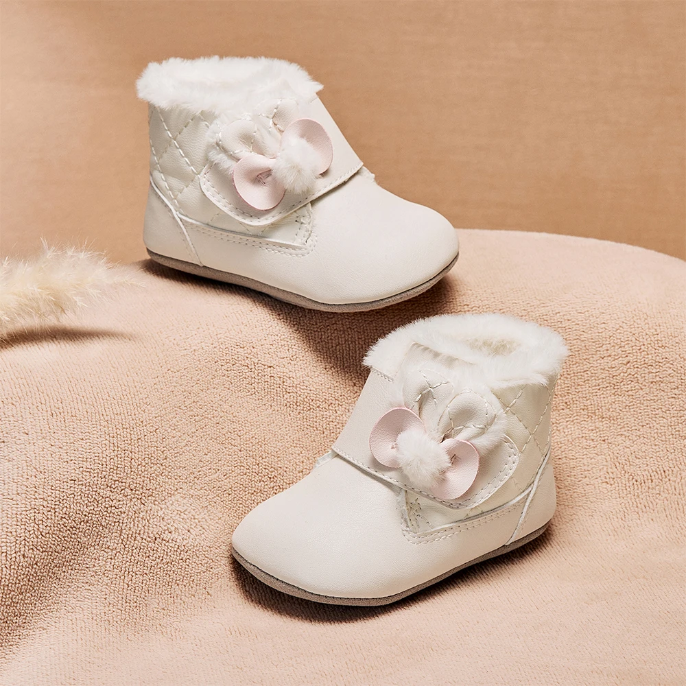 ديف بيلا طفل الفتيات أحذية بوت قصيرة الشتاء طفل رشاقته أفخم عدم الانزلاق أحذية موضة عادية الوليد لينة سوليد أحذية DB4254751 #2