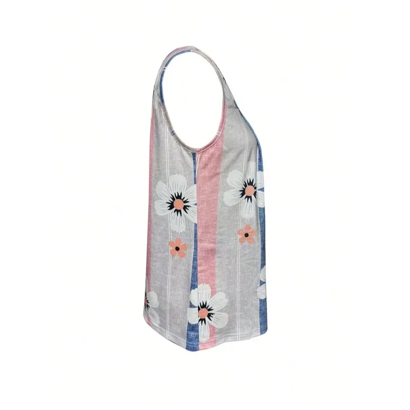 Плюс размер новые женские топы на бретелях с 3D принтом женские повседневные элегантные жилеты с круглым вырезом с открытыми плечами без рукавов камзол