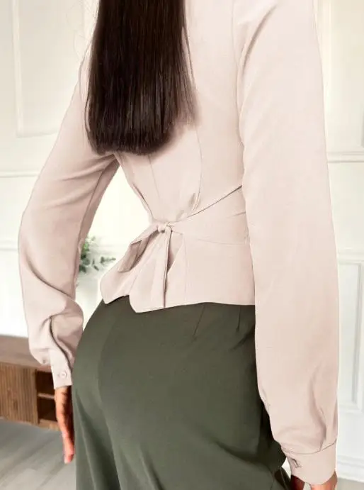 

Women's Fashion V-Neck Blouses Top New Style Autumn/winter 2025 Elegant Temperament Button Long Sleeve Vest Shirt for Women