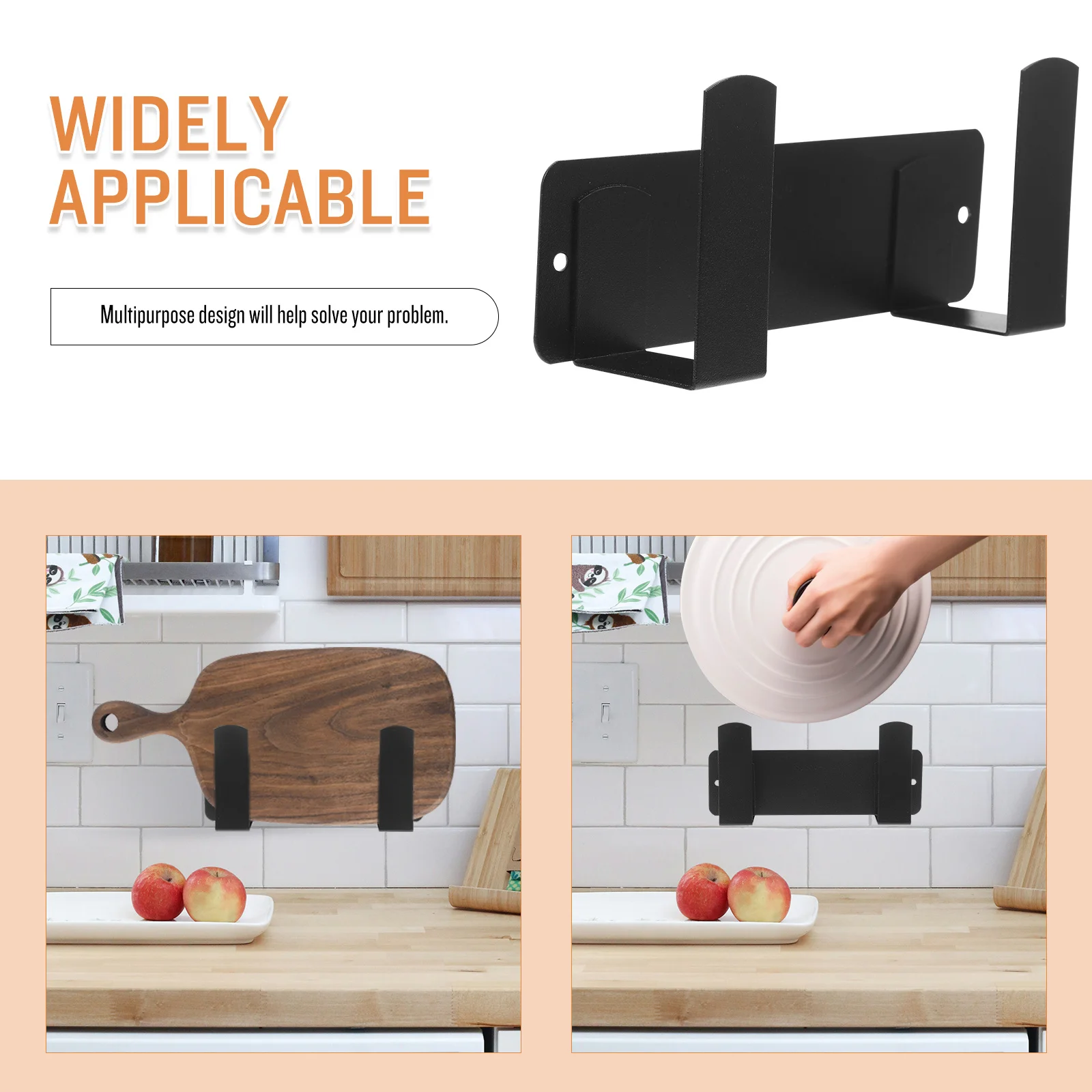 

Space Saving Cutting Board Rack Black Wall Mount Storage for Pan Cover Pot Lid Spatula Aviation Aluminum Kitchen Organizer Shelf