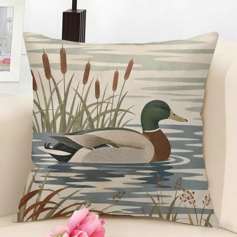 Serene Lake Wilderness Cushion Cover Linen Pillow Cover 40x40cm Decorative Cushion Case Boho Home Sofa Decor Gift