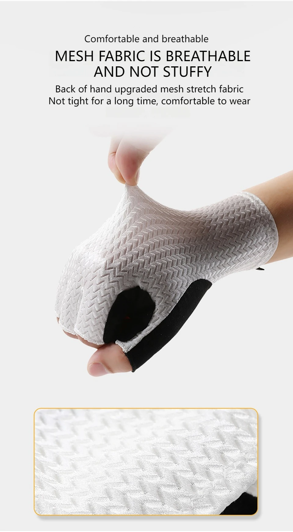 GTUBIKE Kurze Fahrradhandschuhe, fingerlose Handschuhe, rutschfest, Fahrrad-Lycra-Stoff, Halbfinger-Fäustling für MTB, Rennrad, Sport, Rennen – Detail 9