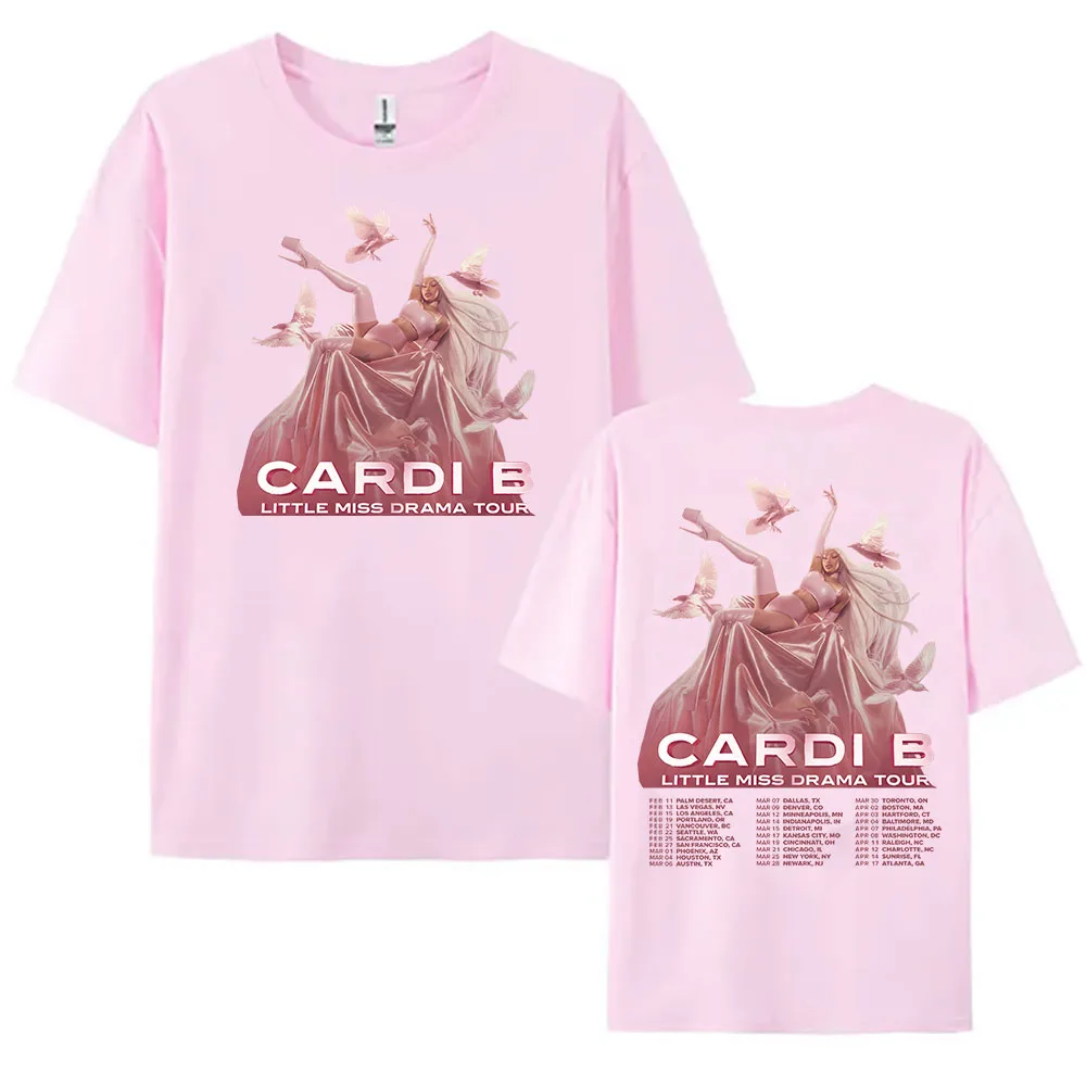 تي شيرت LittleMiss Drama Tour تي شيرت Cardi B Singer جرافيك مطبوع تي شيرت قطني بأكمام قصيرة فضفاض تي شيرت للجنسين ملابس الشارع الشهير للسيدات