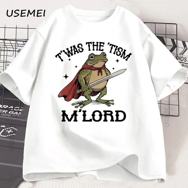 

Funny Autism Frog T Shirt Vintage Medieval Knight Frog Weirdcore T-Shirt Casual Cotton Short Sleeve Round Neck Tshirt Clothes