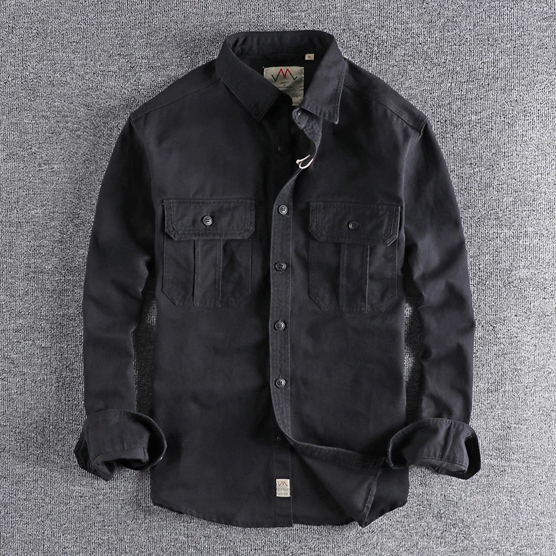 Fashion Wash n-style uniform long-sleeved shirt men's double pockets casual youth jacket thin coat