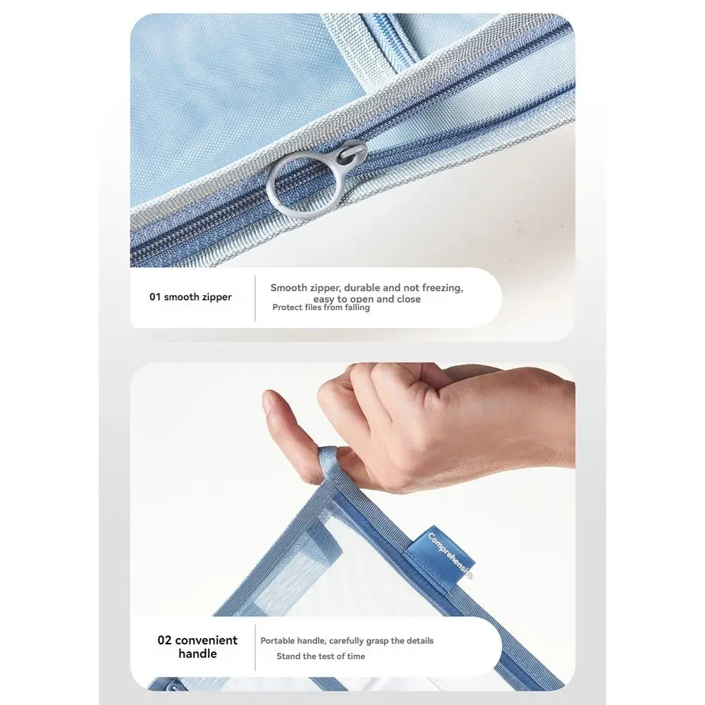 

Сумка для хранения тестовой бумаги формата А4, утолщенная сетка, L-образная видимая сумка для файлов, трехслойная перегородка на молнии, детская сумка для документов