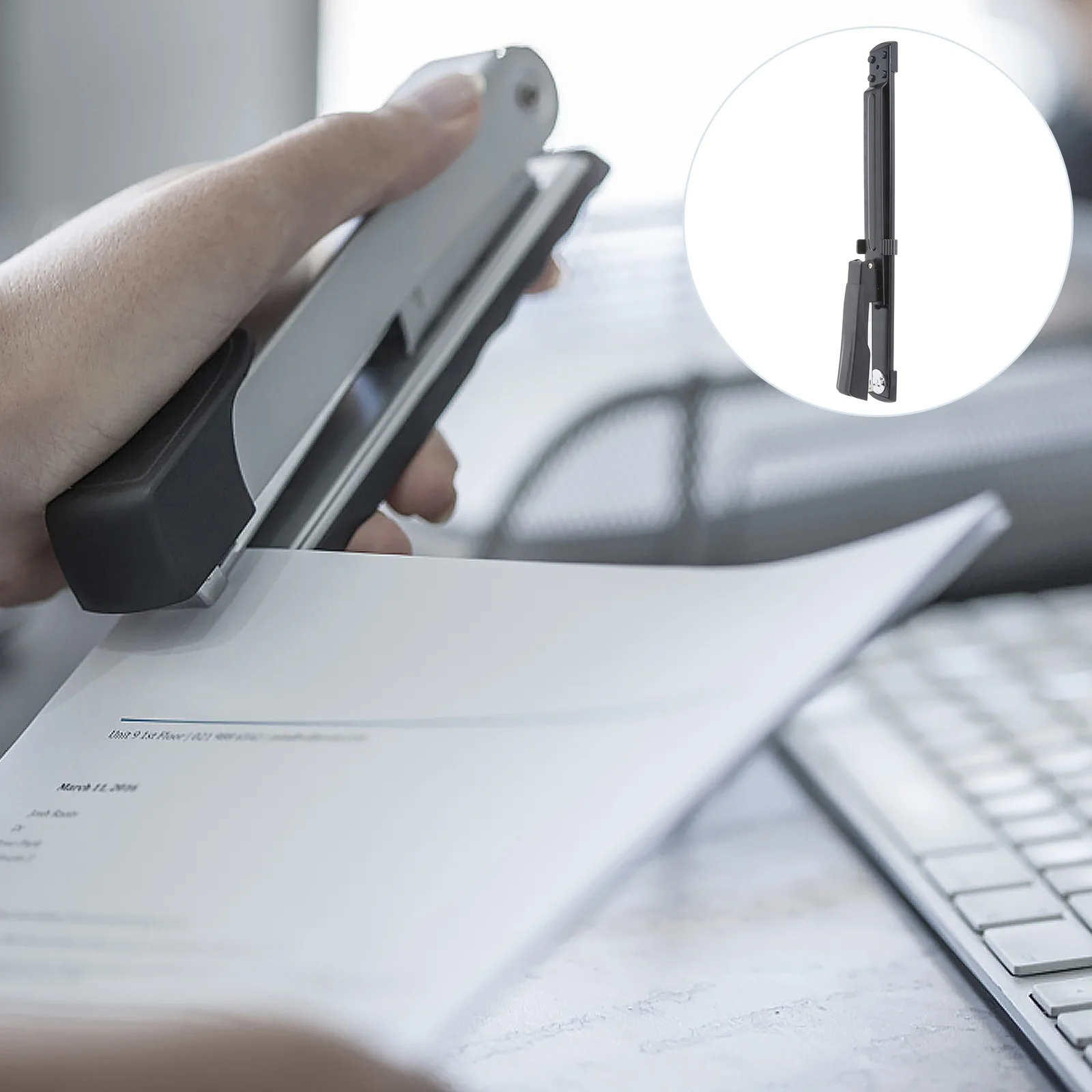 1Pcs Long Arm Stapler Strong Binding Capacity Stapling Tool for Office Home School Desktop Use Easy Carry Design