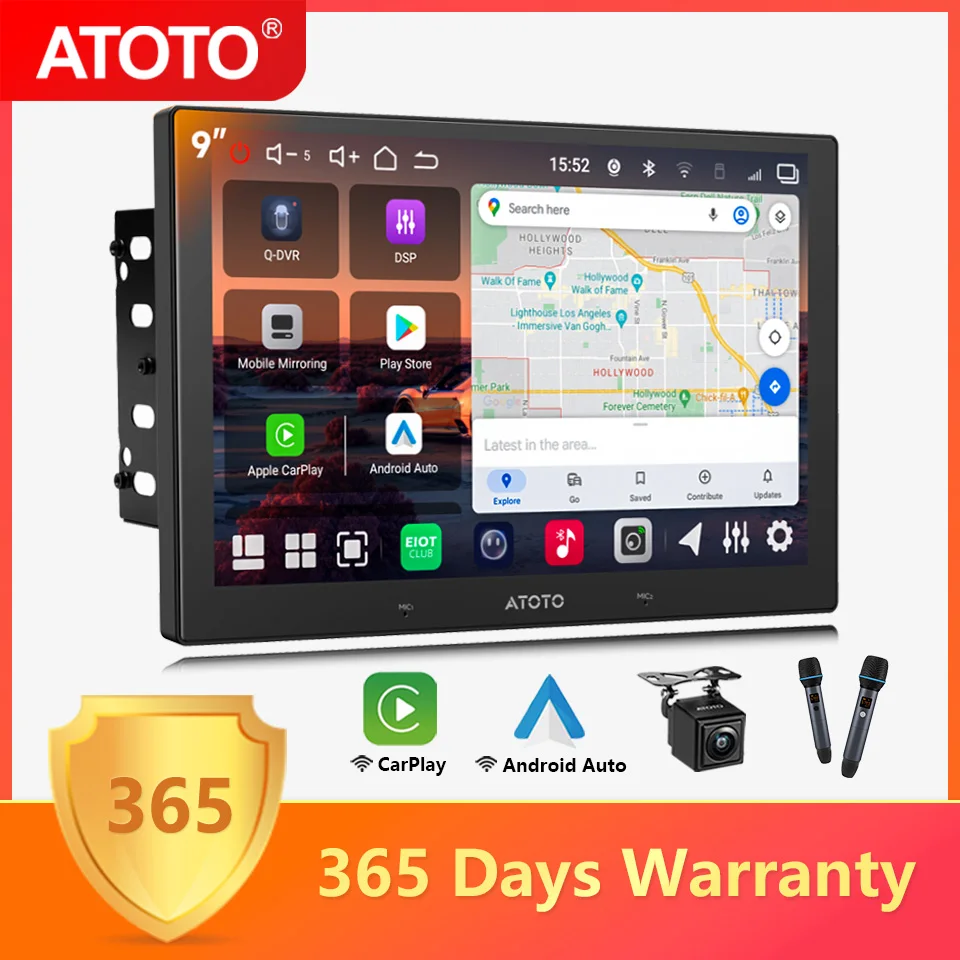 9 inch Android 14 Car Radio Double 2 Din Stereo with Microphone