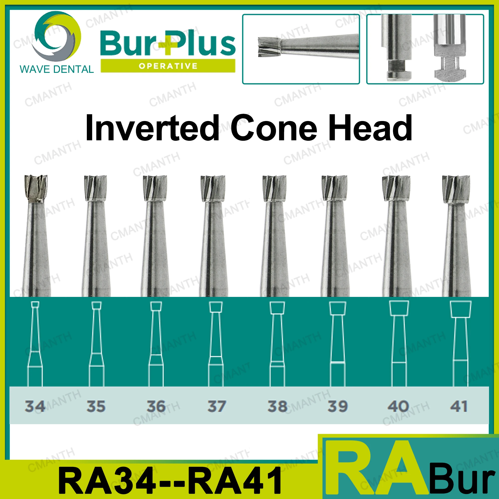 WAVE Dental Burs Tungsten Carbide Burs Strawberries Drill Inverted Cone Head RA 2.35mm For Low Speed Handpiece Dentist Products