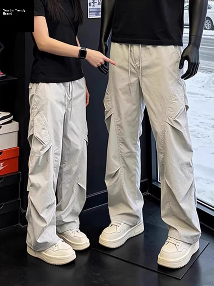 Chic American Sle Qui Dry Paratrooper Work Pants Men's Spring Casual Trousers Pleated Straight Leg Comfortable Jeans