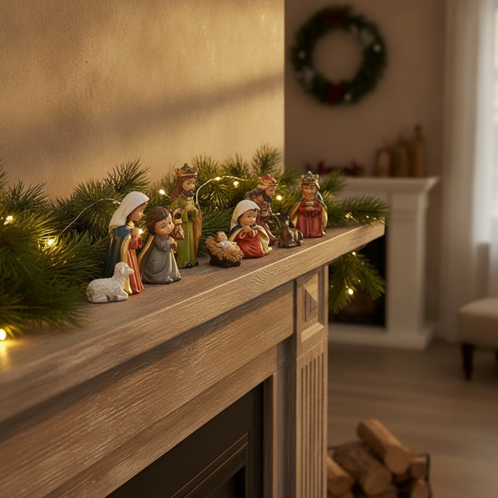10 Pieces Tabletop Nativity Scene Classic Nativity Display with Figurines Decorations Indoor Ornaments Hand Painted for Families