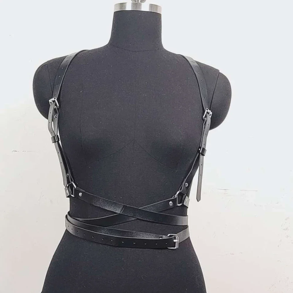 UYEE النساء الحمالات عبر الأشرطة فو الجلود فاسق حزام الجسم تسخير مشد Harajuku عبودية زنار الاكسسوارات اليومية الهدايا