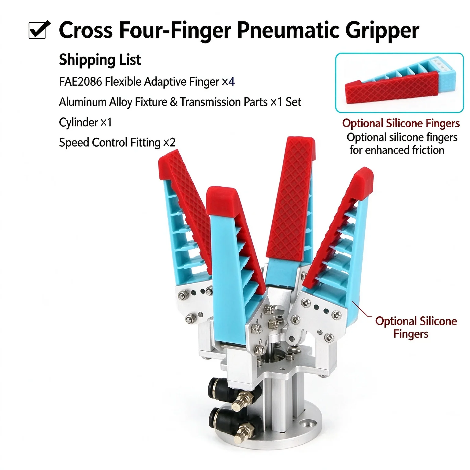 Series 1~4 Fingers  Flexible Adaptive Mechanical Flexible Electric Soft Gripper FAEFR86 FAMR66 FAMR86 FAMR100
