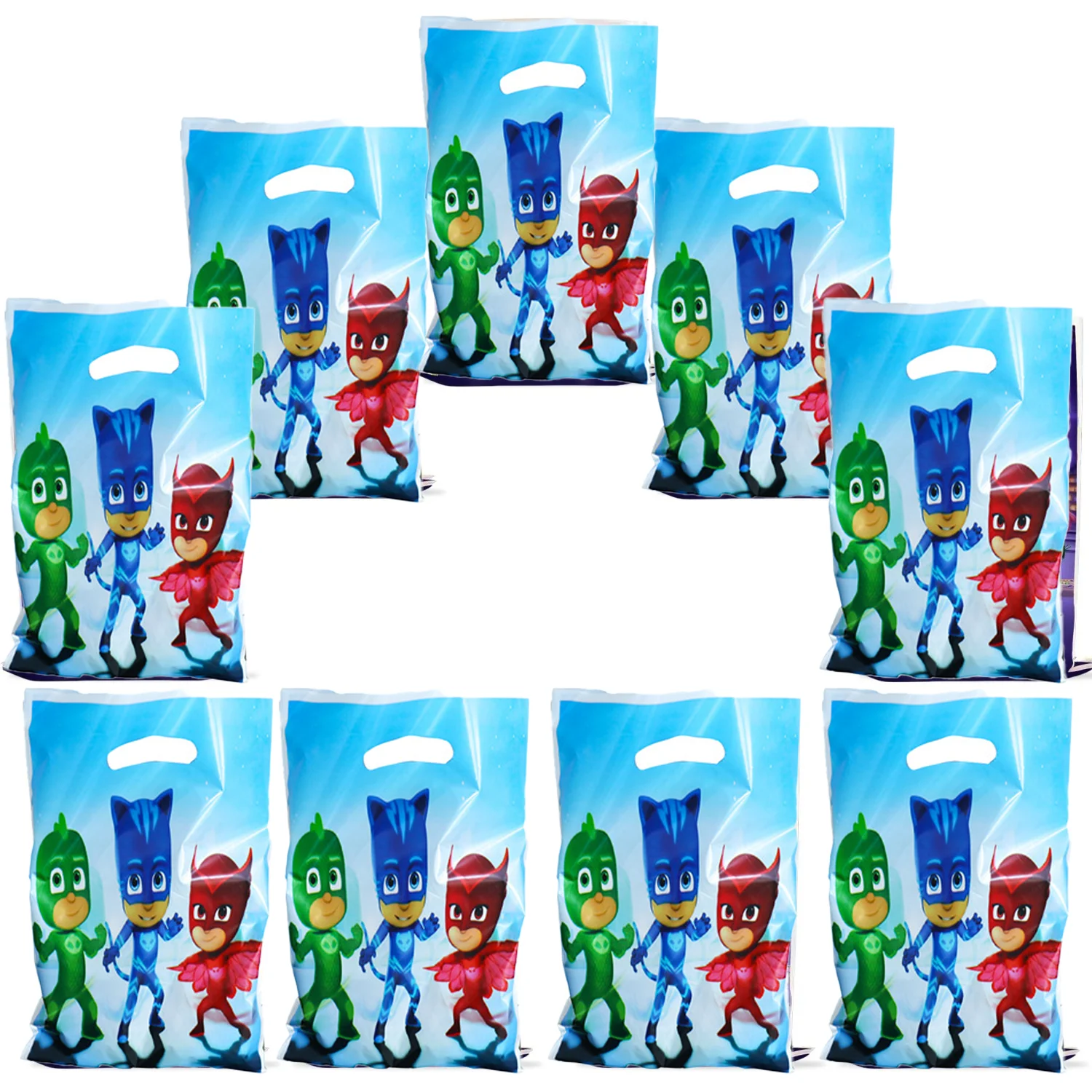 New Cartoon PJ Masks Gift Bag Birthday Party Decor  Plastic Candy Box Handle Gift Bag Loot Bags for Children's Party Supplies