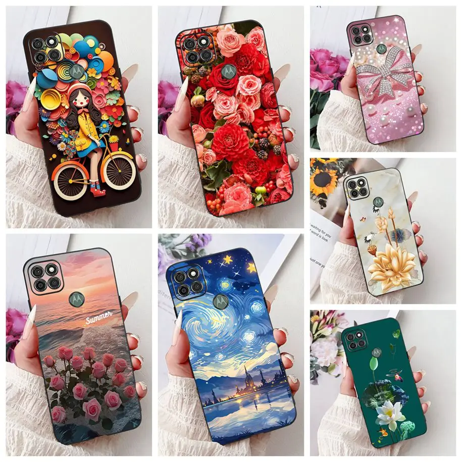 Para Motorola Moto G9 Power Case XT2091-3 XT2091-4 funda de lujo flor suave funda de teléfono de silicona para Moto G9 Play MotoG9 Plus Capa