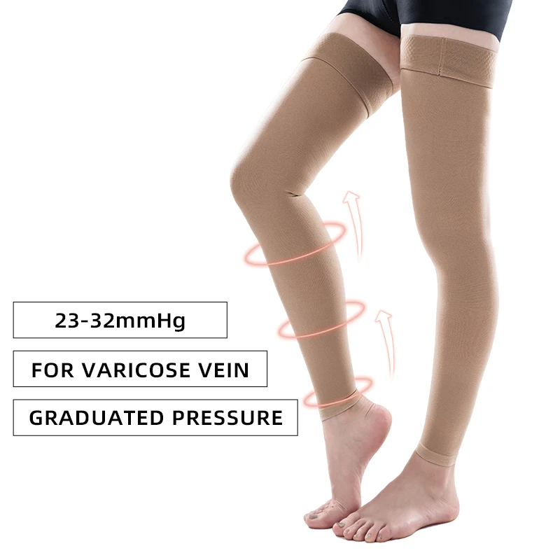 Legbeauty Medical Compression Varicose Veins Stockings Grade 2 Unisex Thigh High Footless 20 to 30 mmHg Graduated Pressure Socks