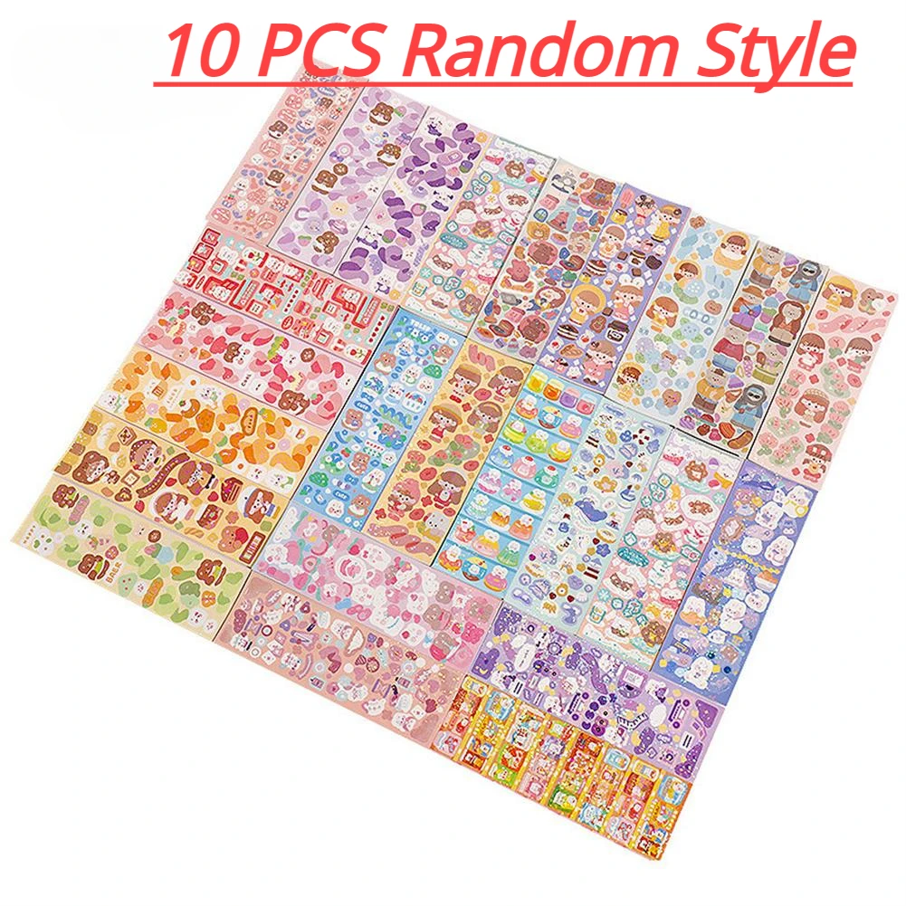 10pcs Random Stickers Pack Kawaii Laser Cute Stickers DIY Korean Stickers Laptop Scrapbook Decal Top Sticker Korean Stationery