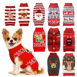 Dog Christmas Clothes Winter Dog Sweater Warm Clothing 2026 Pupppy Sweatshirt Dog Coat for Large Dogs Striped Print Pet Pullover