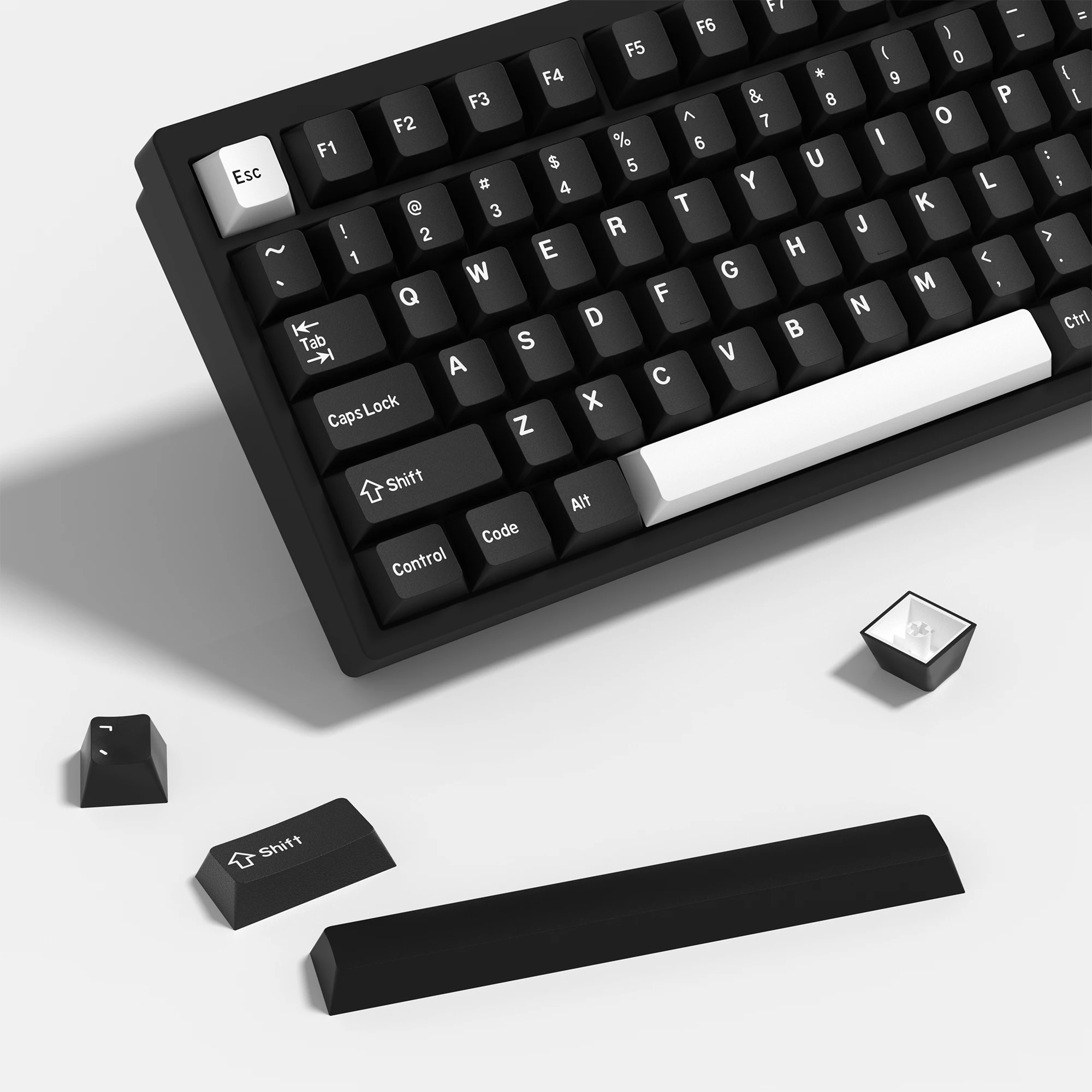 KBDiy GMK WOB Tastenkappe Cherry Profile Double Shot PBT ISO 7u Schwarz-Weiß-Tastenkappen für mechanische Tastatur Retro-Gaming-Tastenkappe