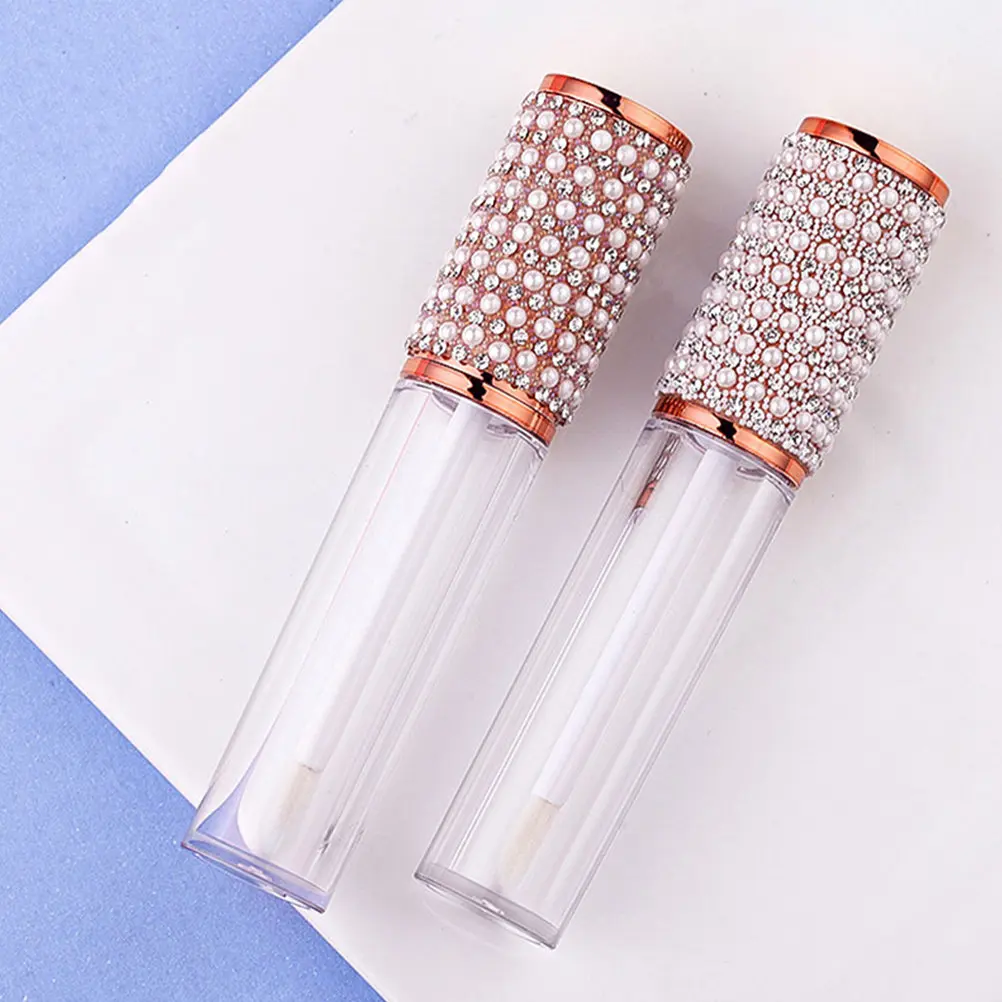 Tubos de brillo labial DIY, envases redondos para lápiz labial, botellas compactas recargables para bálsamo labial, para almacenamiento y viaje, 5 uds.
