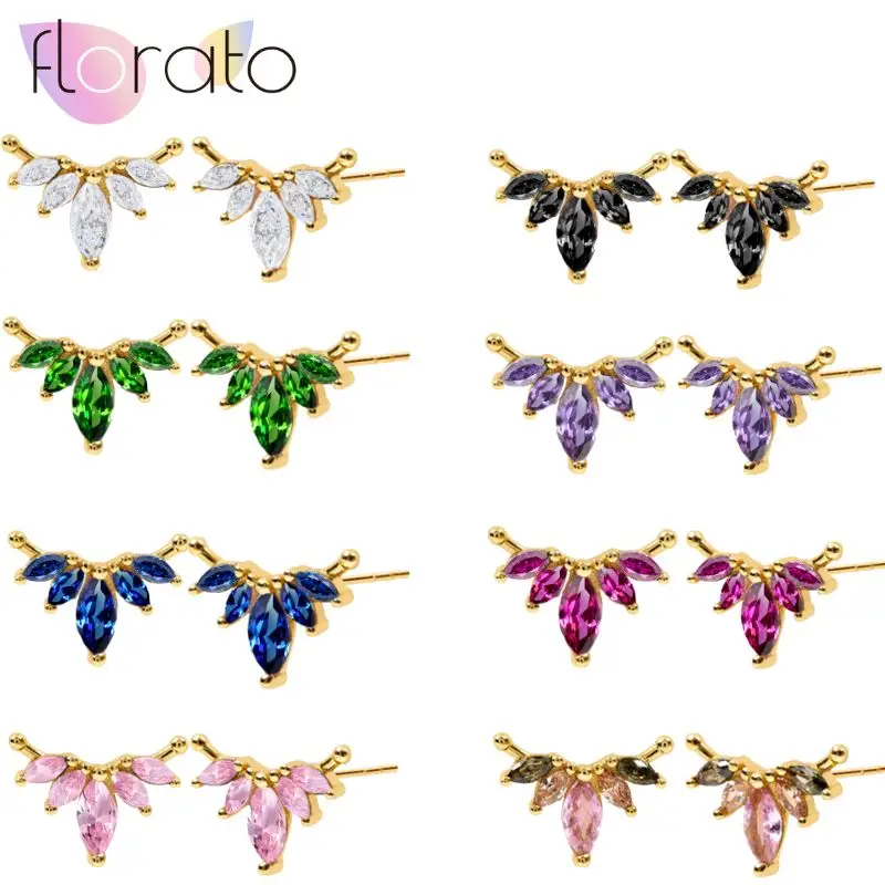 

925 Sterling Silver Needle Light luxury Fashionable Diamond Colored Zircon Earrings Women's Small Simple Exquisite Jewelry Gifts