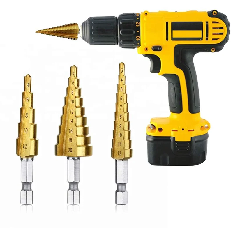 Titanium coated high-speed steel drill bit for wood and metal 3-12mm/4-12mm/4-20mm Metal Cutter Core Cone Drilling Tool