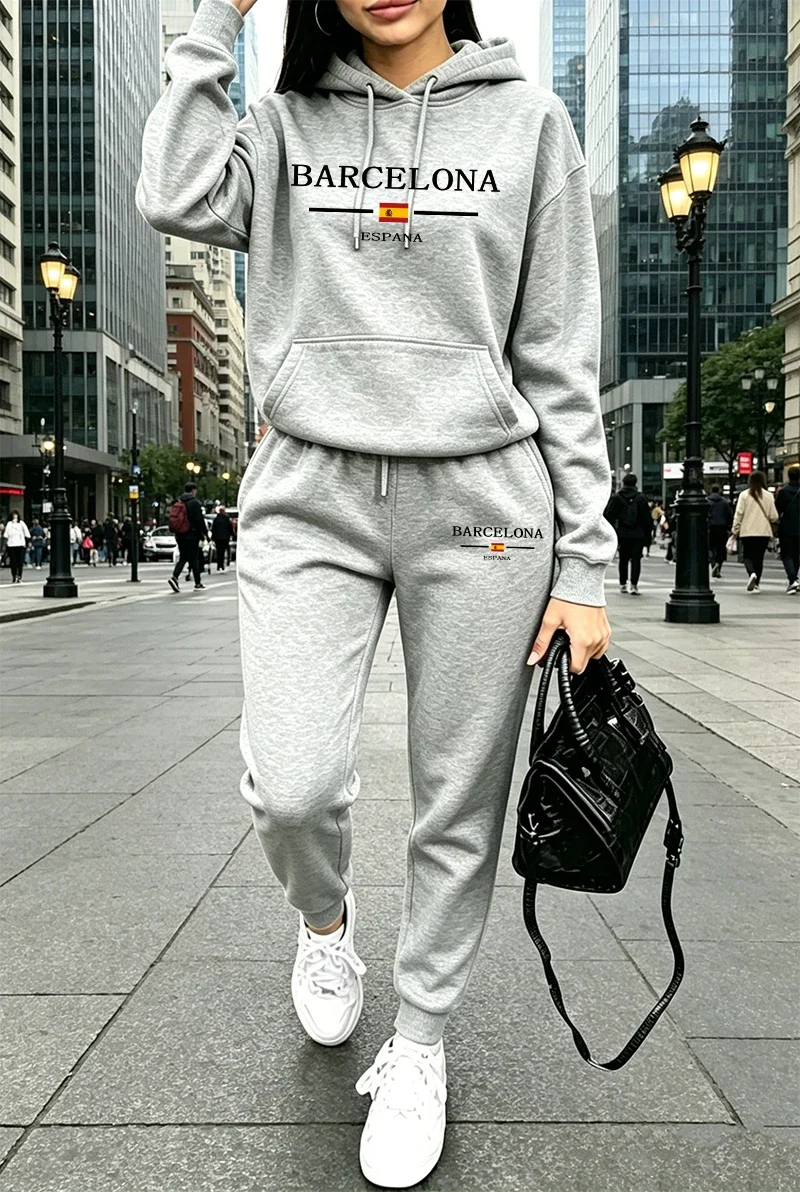 Fashion Womens Tracksuit Printing Casual Hoodie Sweatshirts Outdoors Sports Jogging Clothing Autumn Winter Quality Sportswear view 2
