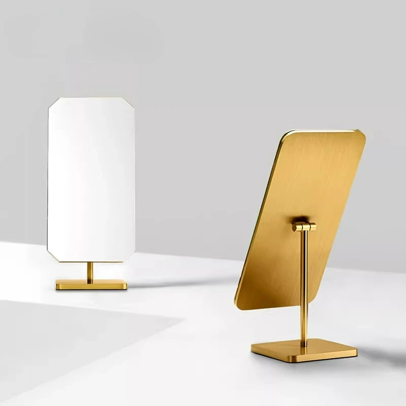 

Light luxury jewelry counter mirror high-definition mirror multi-purpose 180-degree rotating brushed metal mirror