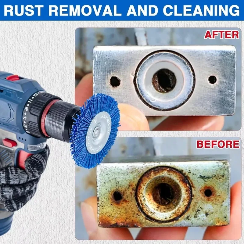 Nylon Abrasive Brush Wheel 25/75mm 1/4' Hex Shank for Drill Rotary Tool Grit Options 80/120/240 for Rust Corrosion Paint Removal