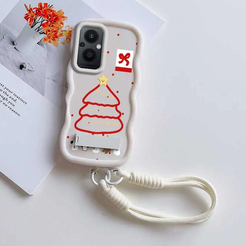 À prova de choque com cordão e suporte árvore de natal vermelha moda pronta flexível para oneplus nord n20 5g caso com oneplus nord n20
