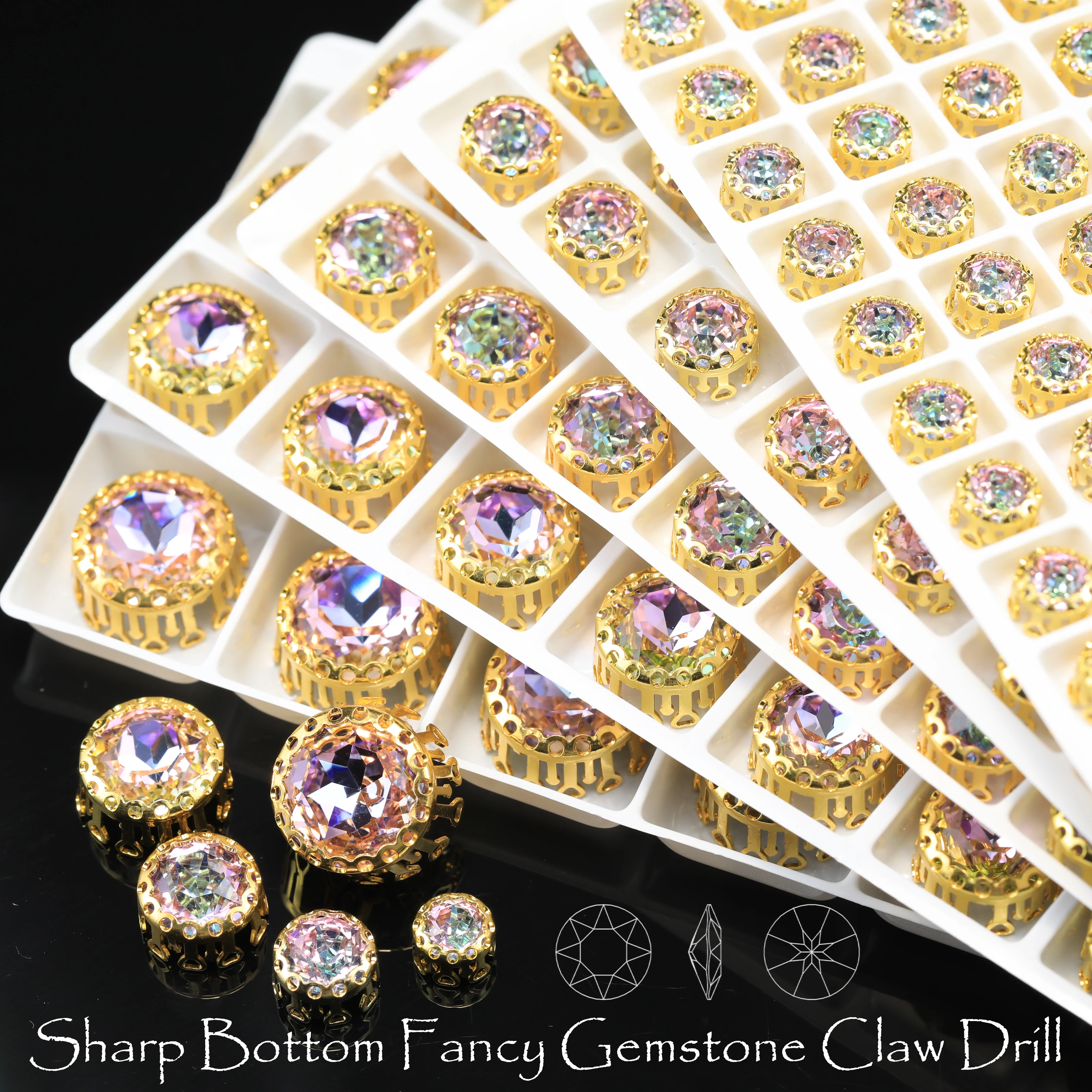 Pedras Preciosas Flor de Cristal de Vidro Luar, Strass em Formato de Ninho de Pássaro e Garra, Série Brilhante Lt Siam para DIY, Bolsas, Calçados e Acessórios de Vestuário