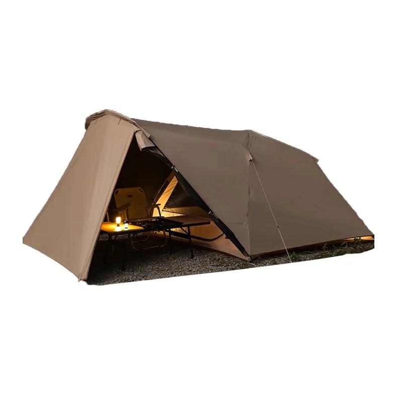 

1 Room 2 Hall Black Vinyl Tent 4-6 Person Portable Outdoor Camping Tent with Windproof & Mosquito Proof Features