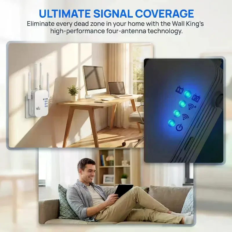 WiFi Signal Repeater Wired Range Extender Amplifier Boosts Weak Signal Enhancement for Bedroom Streaming Online Gaming