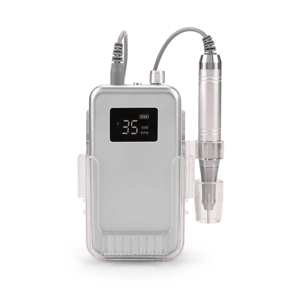 静音ハンドルコアレス小型ディスプレイ35000RPMネイルドリル充電式ファイルポータブル電動マシンペディキュアコードレスドリル