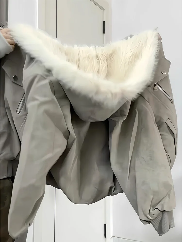 

Cleanfit Men's Thiened Winter Jaet Leather Coat Hooded Cotton Workwear ort Sle Warmth Youth Faion Loose Fit Zipper