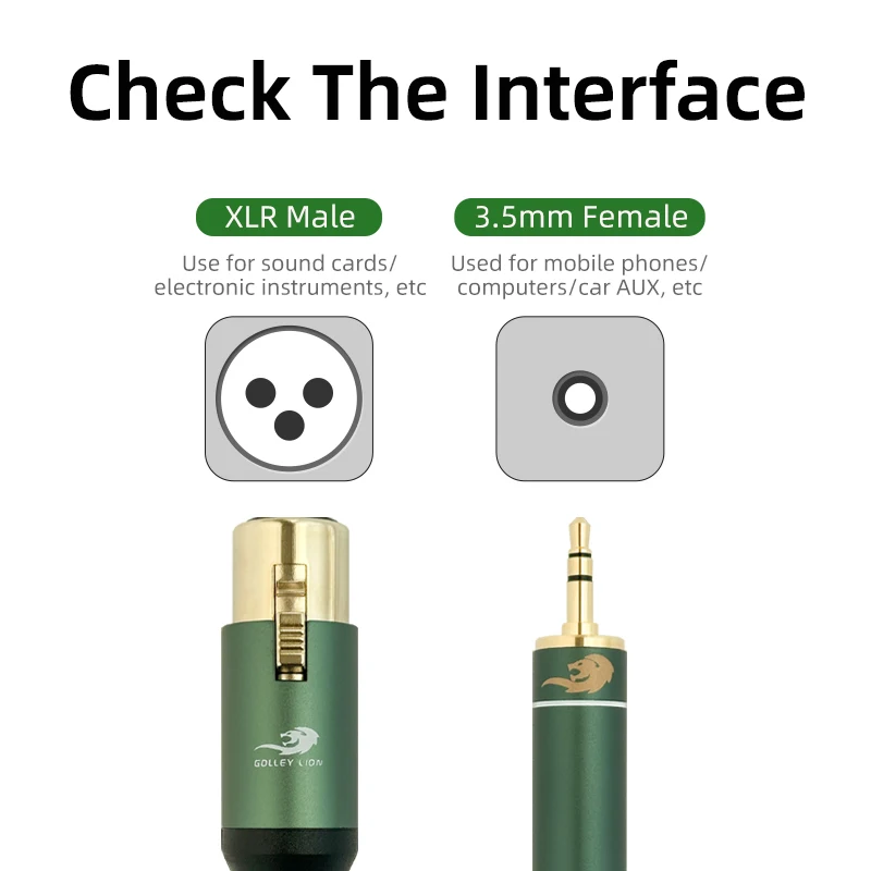3.5mm Jack to XLR Cable Balanced Analog Audio Microphone XLR Female to 3.5 Male Aux Cables for Computer Phone Speaker Amplifier