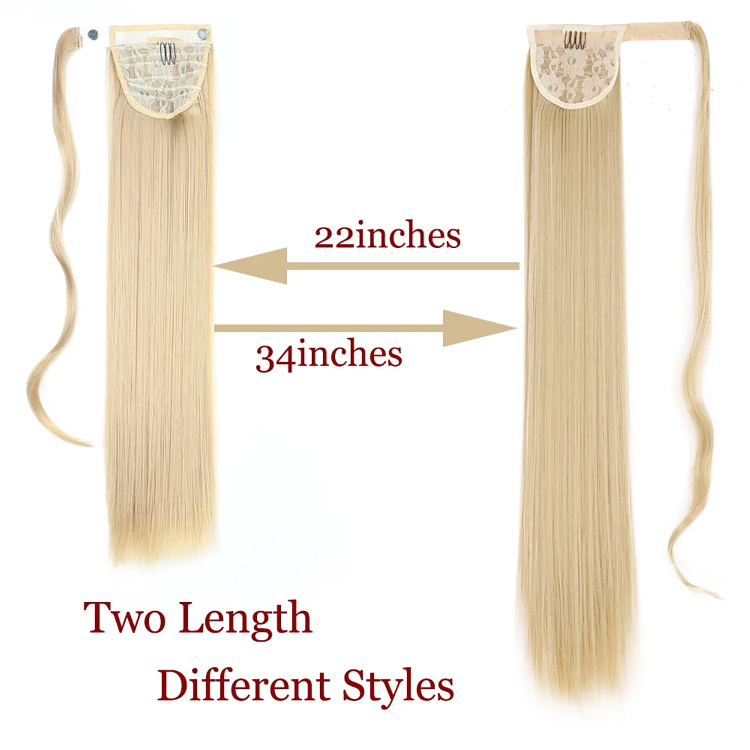 MERISIHAIR Synthetic 22 34 inches Long Straight Ponytail Extensions Heat Resisting Ponytail Brown Blonde Hair Women