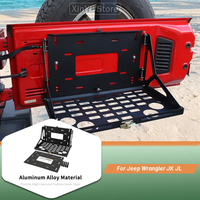 

Car Rear Door Cargo Luggage Carrier Tailgate Foldable Shelf Storage Mounting Rack For Jeep Wrangler JK JL Up Accessories