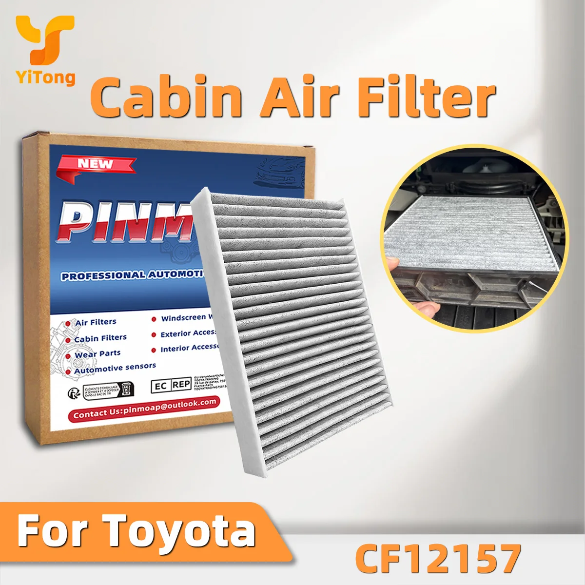 Filtro de Aire para Cabina de Auto Yitong CF12157 Compatible con Toyota Avalon Rav4 Camry 87139-0e040 87139-0r030 72880-Fl00a, Pieza Automotriz