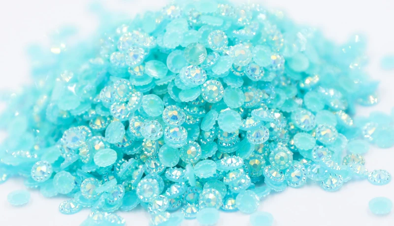 

Jelly Aquamarine AB Color Sunflower 4mm,5mm,6mm Facets FlatBack Resin Rhinestone Nail Art Garment Decoration Beads