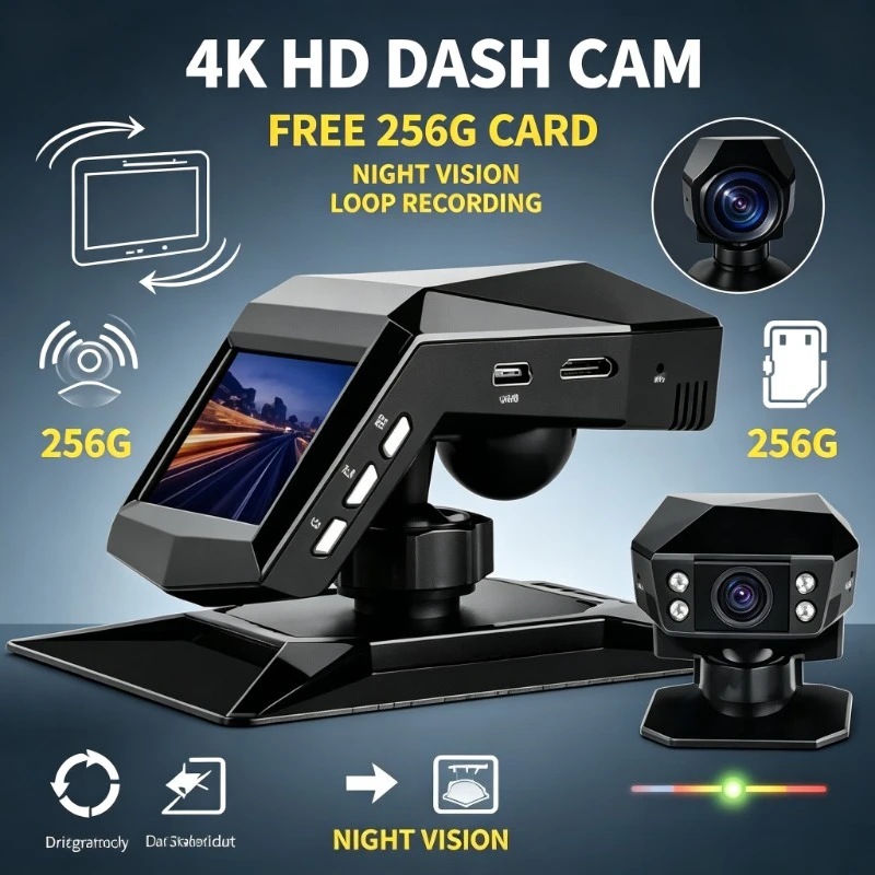 1. Night Vision Dash Camera Device, Cycle Recording For Highway Trip Vehicle Footage Preservation