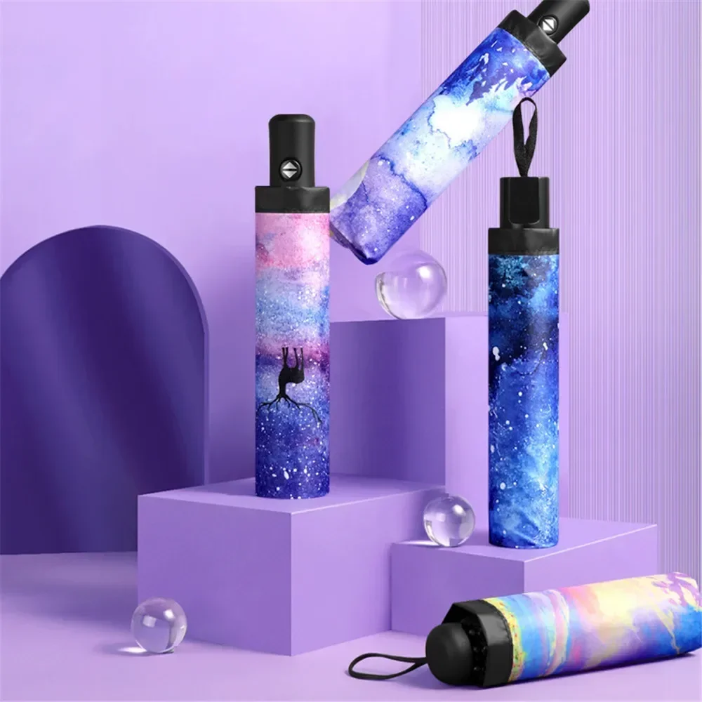 

Foldable Starry Sky Automatic Umbrella UV Protection Windproof Durable Sun Umbrella, Gift for Women & Kids