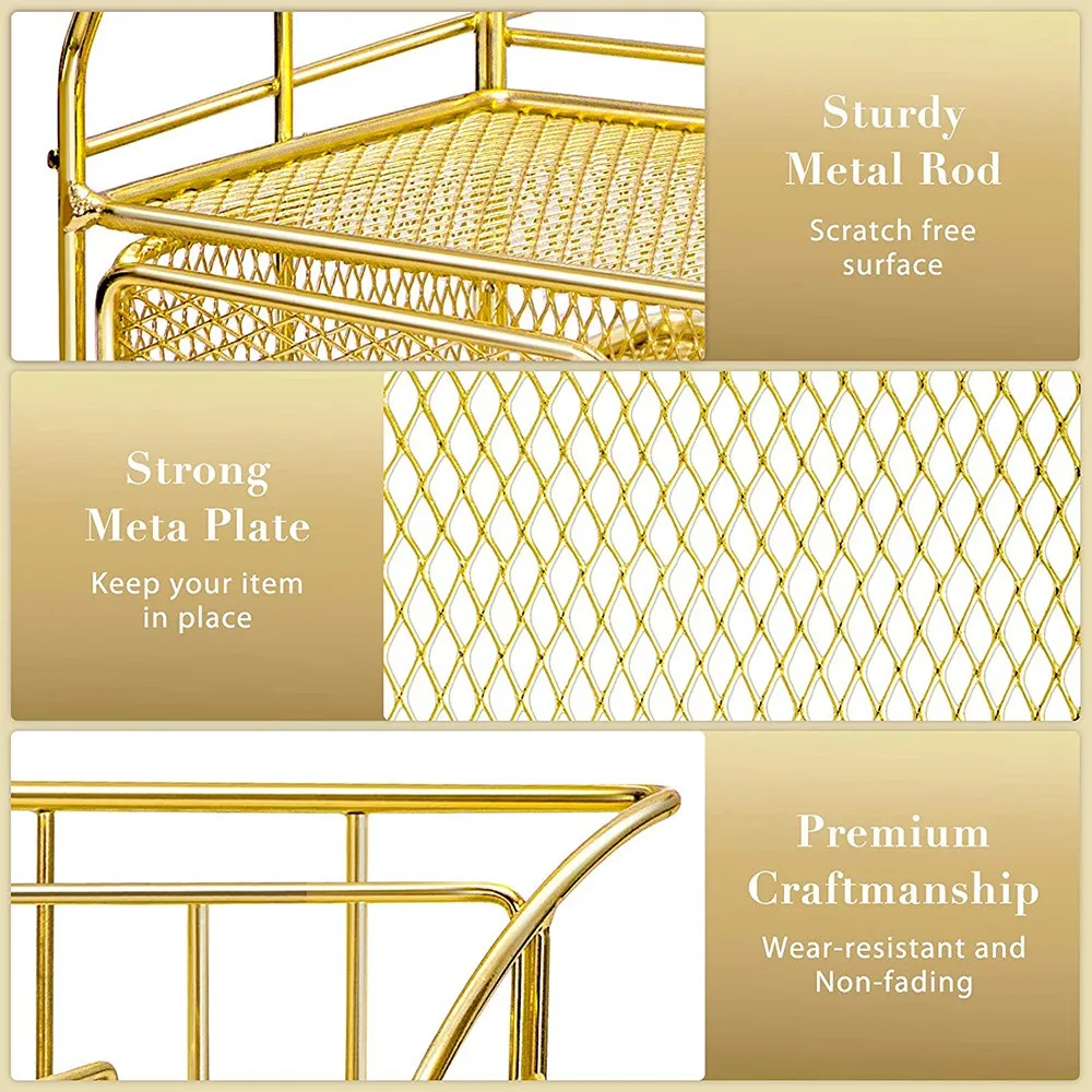 

Pen Holder with 5 Compartments&1 Drawer for Office&Home,Golden