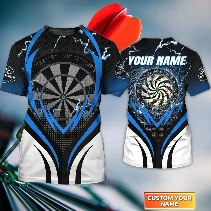 1 Piece Custom Your Picture Summer Mens T Shirt Blue Darts Thunder And Lightning Pesonalized Name 3D Printed Unisex Tshirt Haraj
